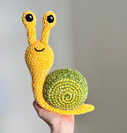 Virkad amigurumi: Snigel velvet grön/gul