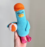 Virkad amigurumi: Anka med badboll och avtagbar orange keps
