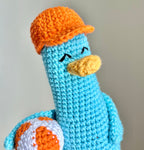 Virkad amigurumi: Anka med badboll och avtagbar orange keps