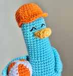 Virkad amigurumi: Anka med badboll och avtagbar orange keps